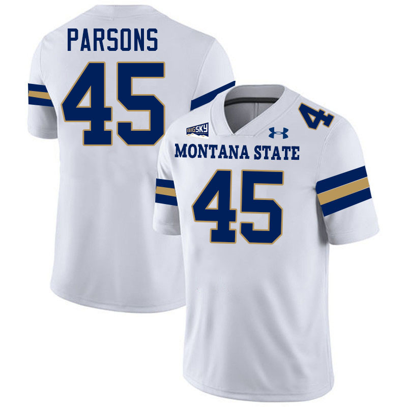 #45 Hunter Parsons Montana State Bobcats Jerseys Football Uniforms Stitched-White